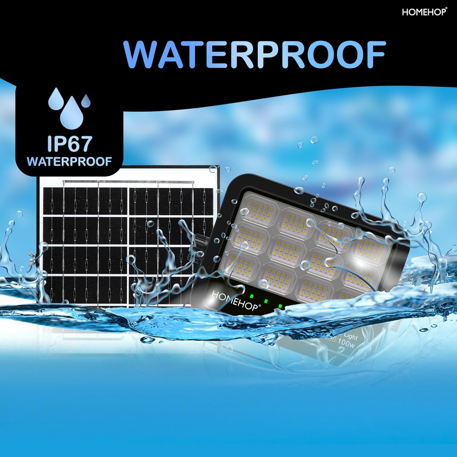 Homehop Solar Light Outdoor Waterproof 100W Flood LED Automatic Wall Lamp for Home, Garden, Balcony, Courtyard, Porch and Patio (6Ah, ABS, Cool White) - Image 4