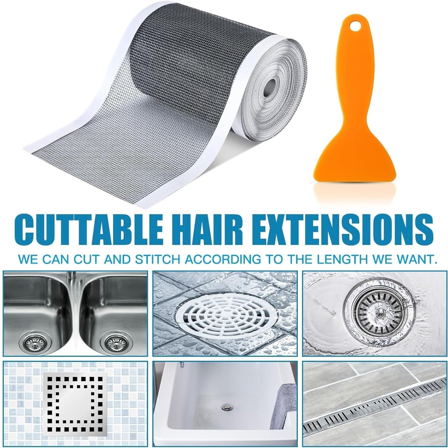 Rushwak Self Adhesive Mesh Roll for Bathroom Drain Kitchen Sink Strainer Disposable Hair Catcher Shower Drain Mesh Stickers Cuttable PVC Mesh Shower Drain Cover Hair Catcher for Any Length (12cm x 4m) - Image 6