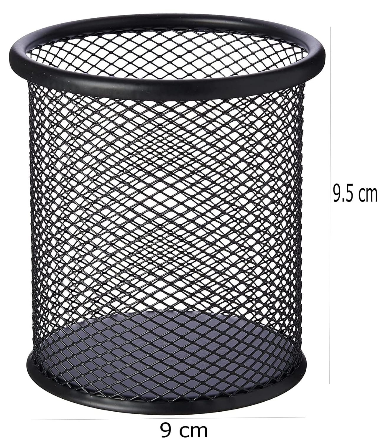 GLUN® Round Black Mesh Metal Desk Pen, Pencil and Other Stationery Organiser Holder, Use at Office, School and Home Pack of 1 - Image 6