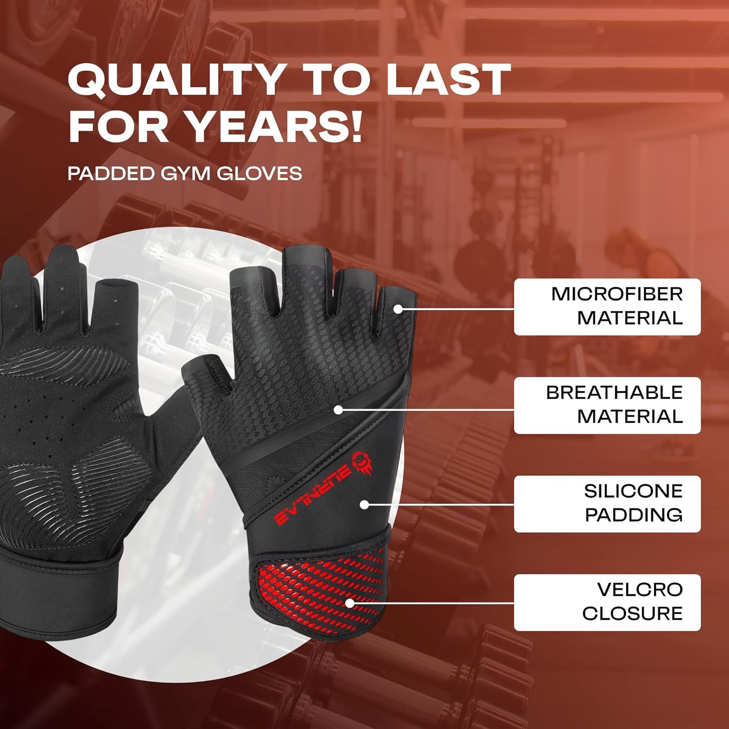 BURNLAB Flex Wirst Support Gym Gloves for Men and Women - Ideal for Weightlifting, Cycling, Crossfit, Offers Good Grip and Soft Padding (Black & Red, M) - Image 3