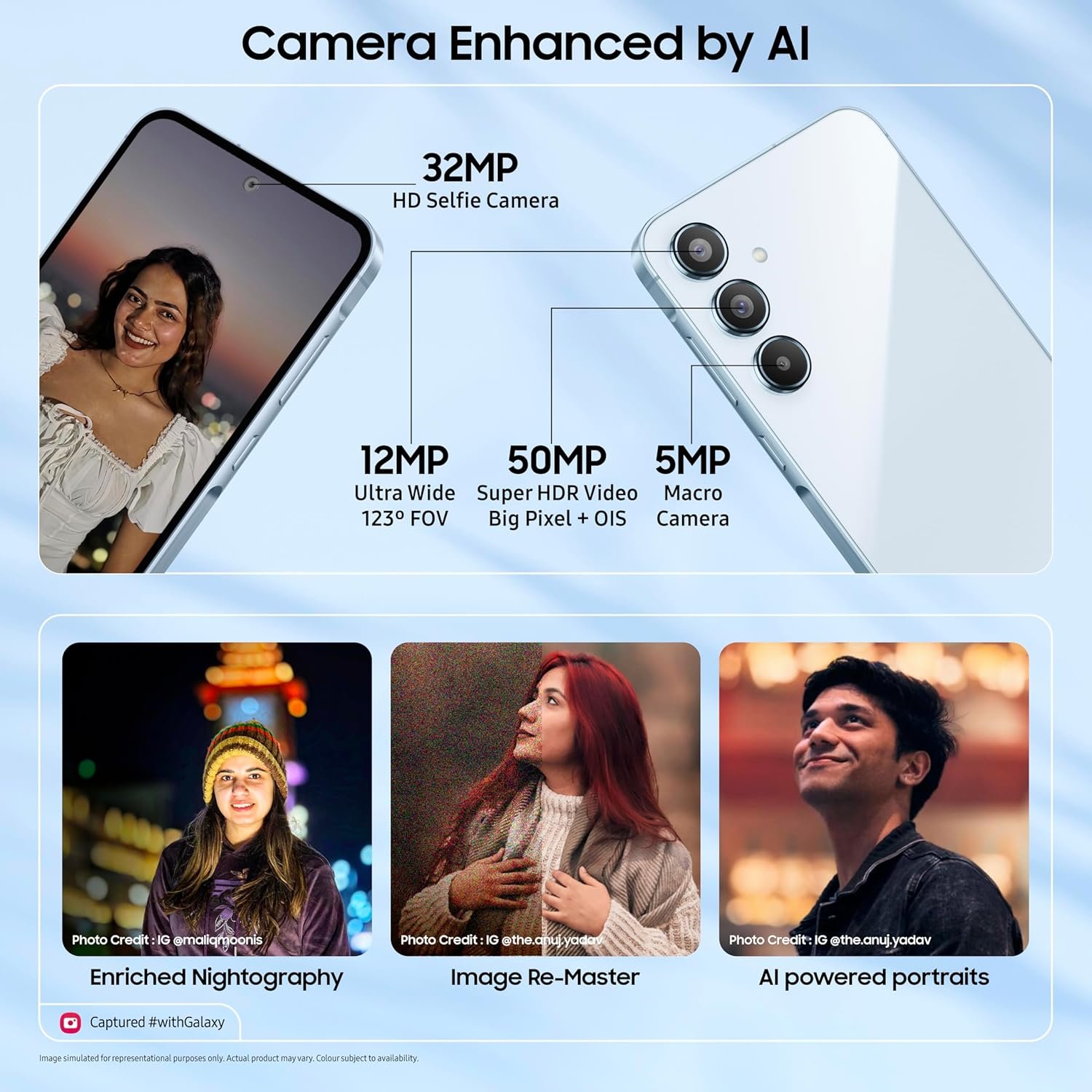 Samsung Galaxy A55 5G (Awesome Iceblue, 8GB RAM, 128GB Storage) | AI | Metal Frame | 50 MP Main Camera (OIS) | Super HDR Video| Nightography | IP67 | Corning Gorilla Glass Victus+ | sAMOLED Display - Image 6