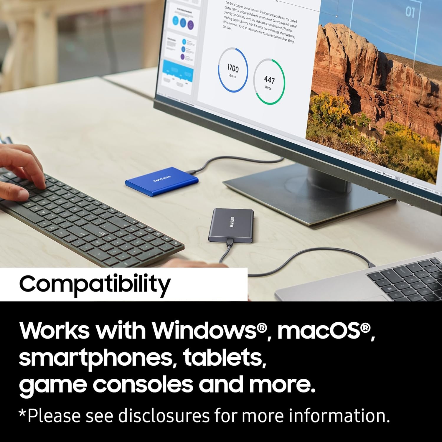 Samsung T7 2TB Up to 1,050MB/s USB 3.2 Gen 2 (10Gbps, Type-C) External Solid State Drive (Portable SSD) Grey(MU-PC2T0T) - Image 4