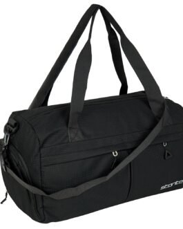 Storite Nylon 44 Cm Travel Duffle Bag for Women with Separate Dry and Wet Pocket, Lightweight Waterproof Luggage Bag with Shoe Compartment (Black, 44 x 23 x 20 Cm)