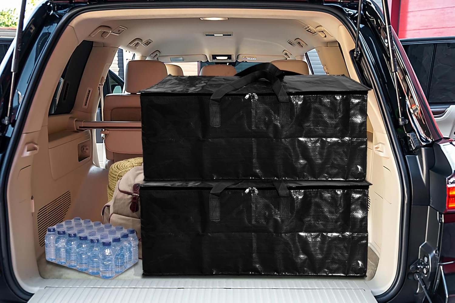 Shalimar Large Capacity Foldable Under Bed Storage Bags/Duffle Bags for Travel/Moving Bags/Wardrobe Organizer Bags | Comfortable Handles | Water Resistant | 24.5Lx12Wx14H Inches | Pack of 1 - Black - Image 5