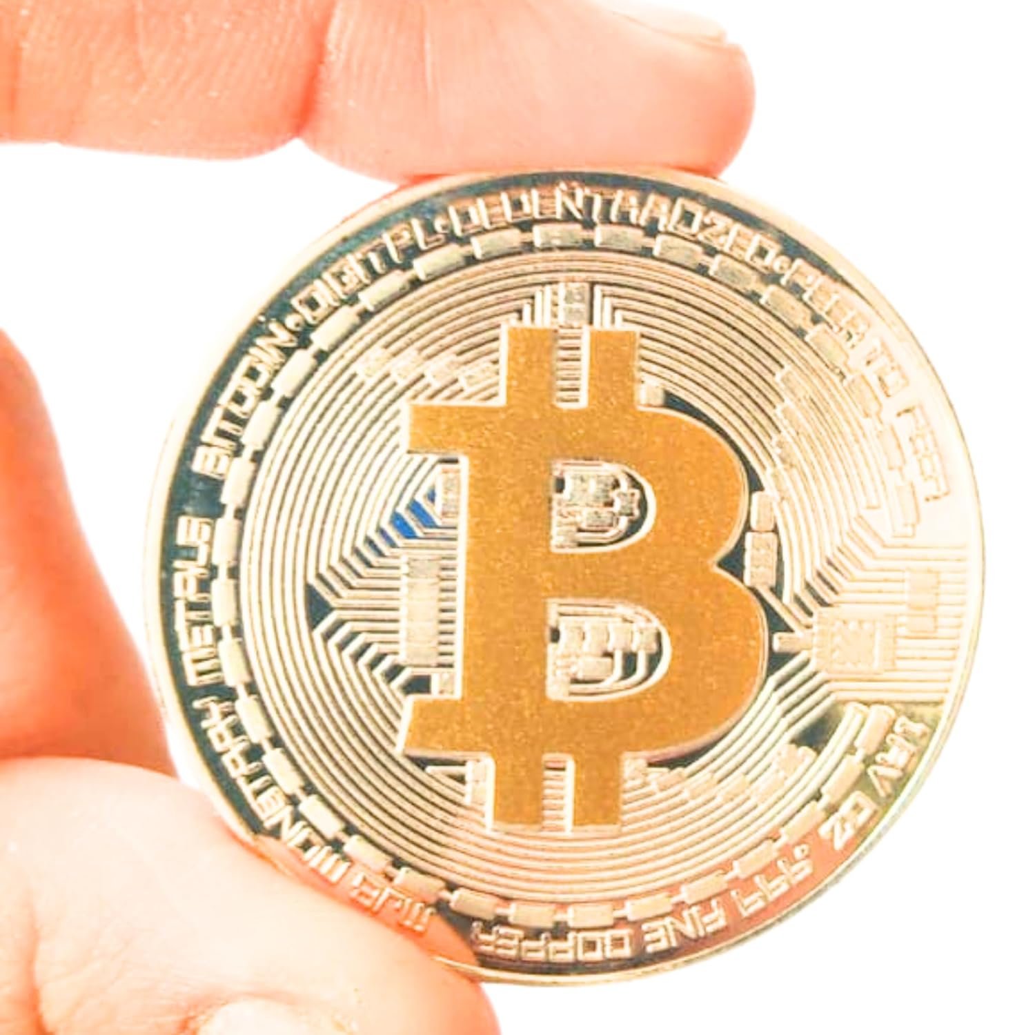 Craftbia Shining Silver and Gold Metal BTC Bitcoin Coin - Special Edition Metal Coin with Gold Plating | 32g | 40mm | Includes Acrylic Case