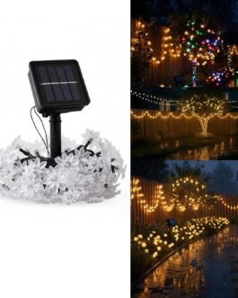 Homehop Solar Light Outdoor Garden 30 Led String Lotus Shape for Garden Balcony Terrace, Lawn Wall Waterproof Rechargeable Decorative Lamp Diwali Decoration Item (6.5 Meters,Warm Colour)