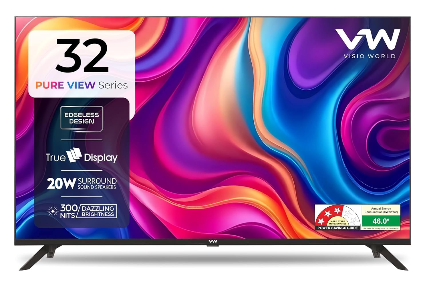 VW 80 cm (32 inches) Frameless Series HD Ready LED TV VW32A (Black)