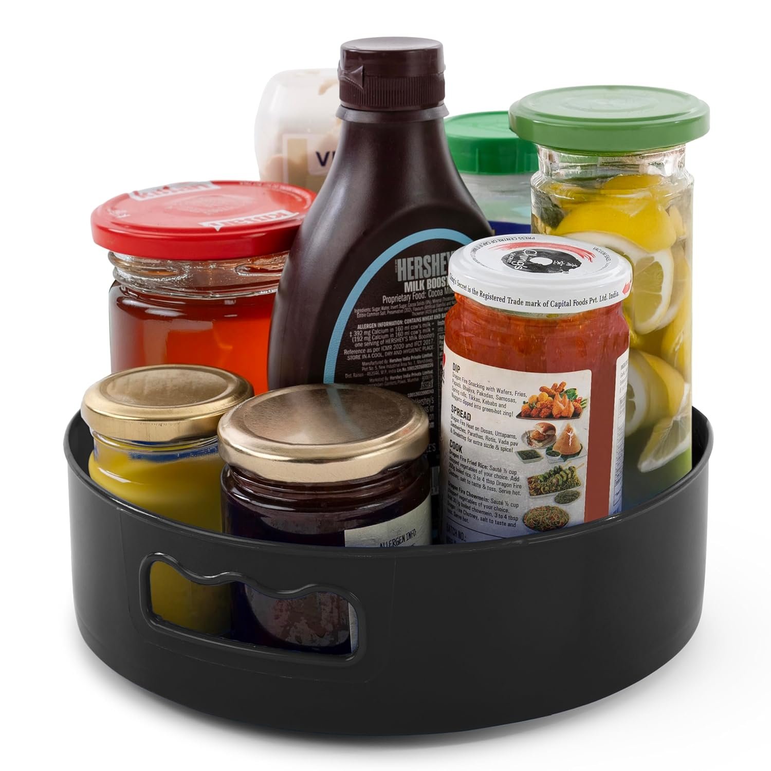 HomeWiz Multi-Purpose 360° Rotating Organizer Tray | Space-Saving Kitchen & Pantry Storage | Multi Purpose Organization Rotating Tray | Easy-Access Turntable for Spices, Storage & More | Black - Image 6
