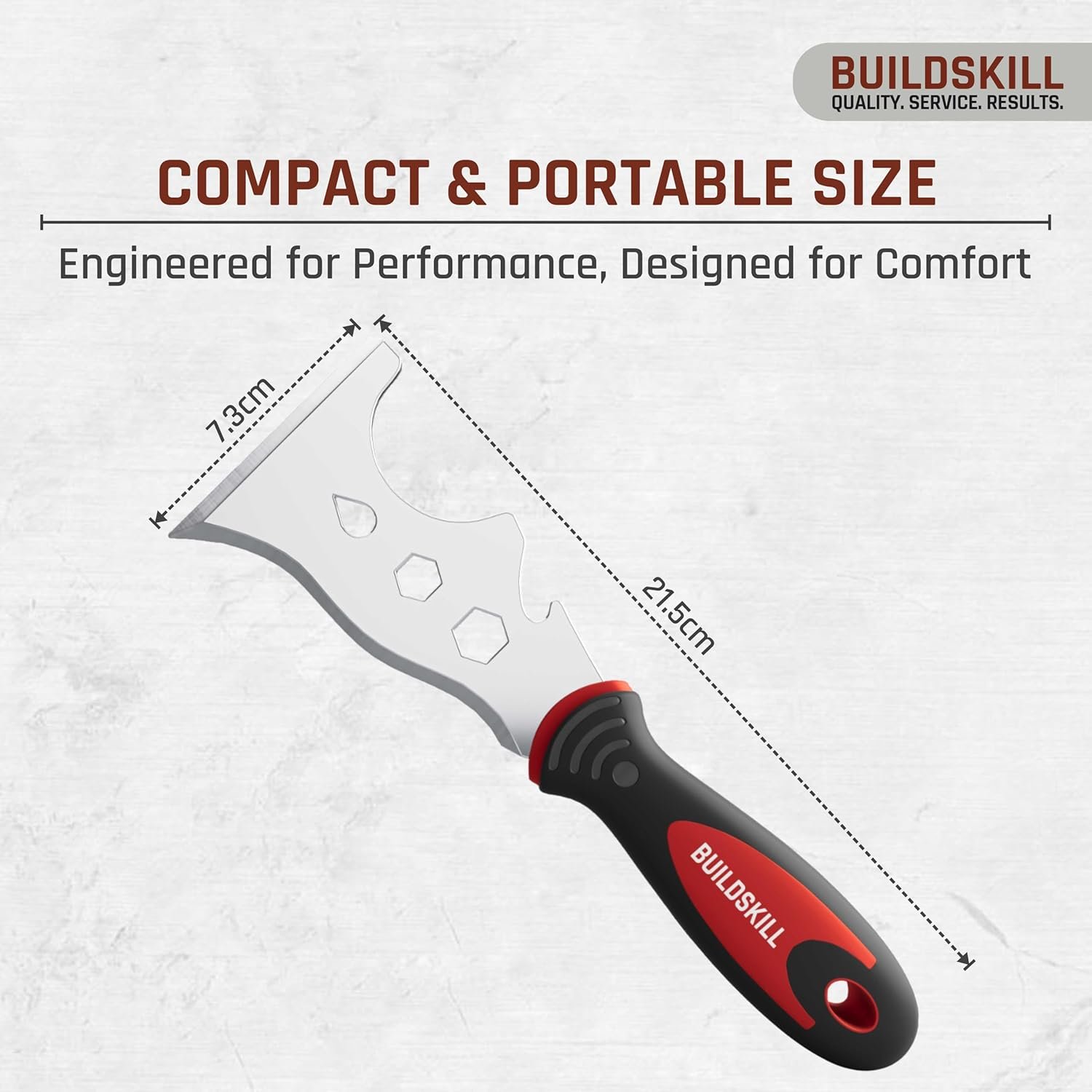 BUILDSKILL 12-in-1 multi-functional putty knife – stainless steel blade with soft grip rubber handle | roller cleaner, putty spreader, nail puller, etc – ergonomic scraper tool for painters, DIYers - Image 5