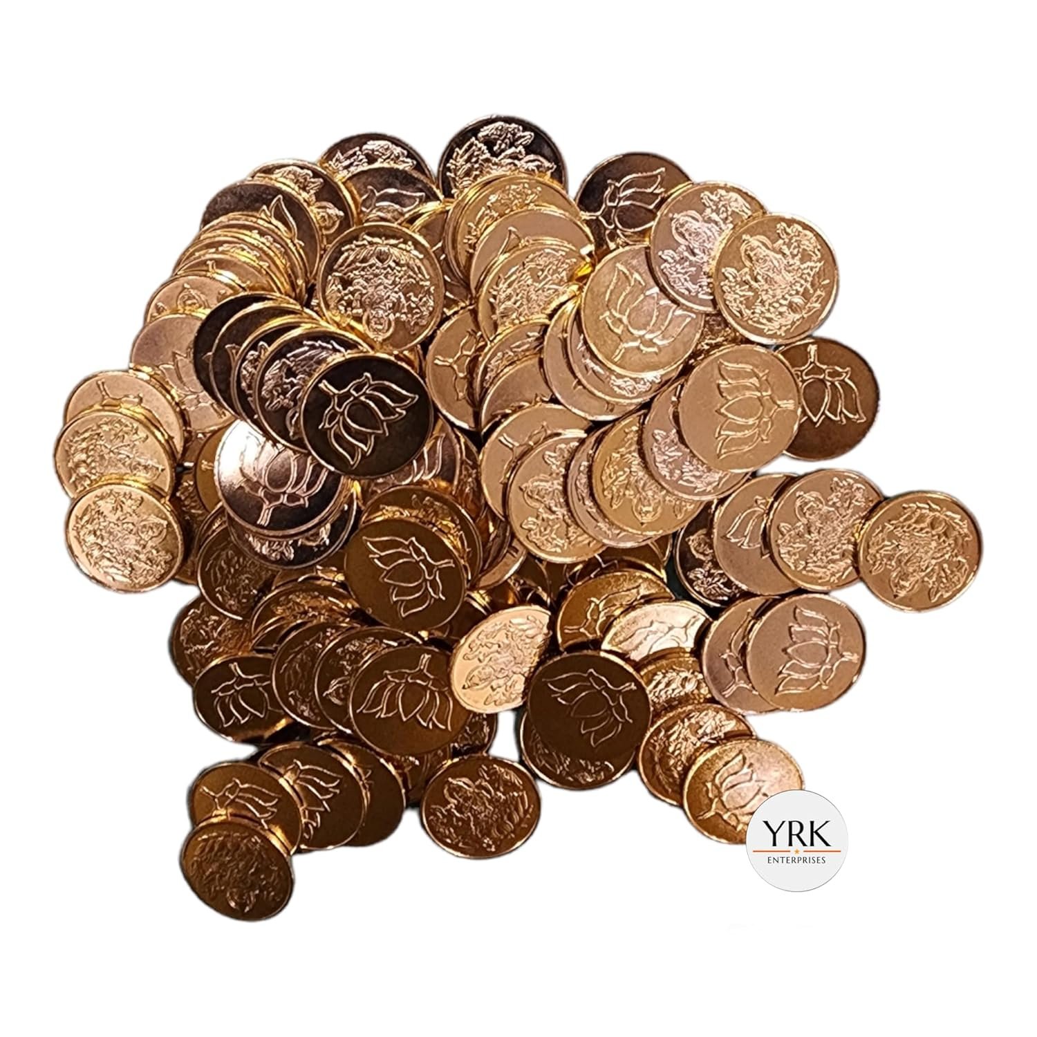 YRK German Silver Lakshmi Gold Dollar 108 | Gold Coins With Lotus 108 Pcs | Dollar - Image 3