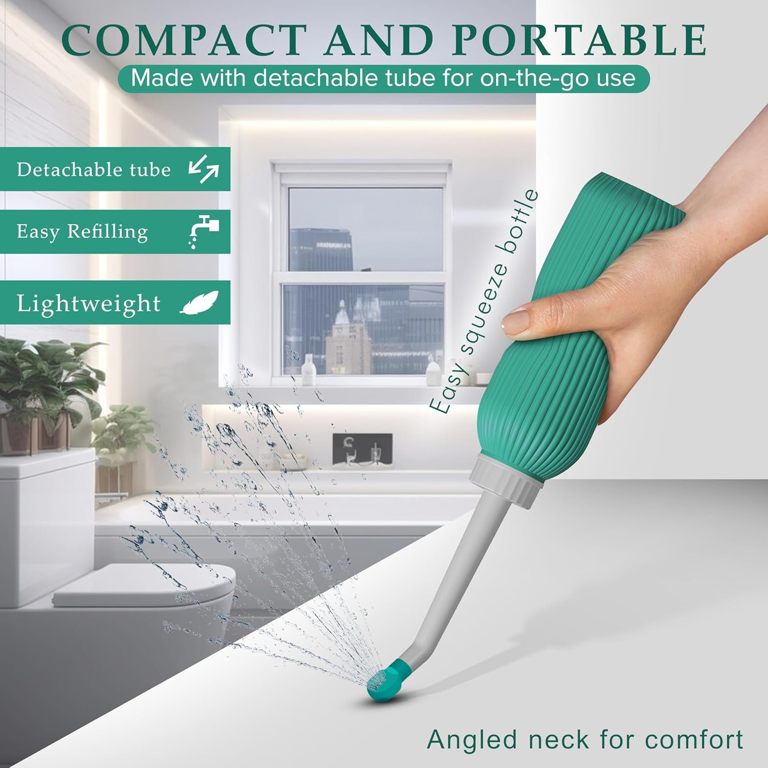 OTICA Portable Bidet Spray for Toilet – 500ML Handheld Personal Hygiene Peri Bottle with Angled Nozzle – Anti-Slip Water Spray for Travel, Postpartum, Perineal care, Camping & Baby Care - Image 2