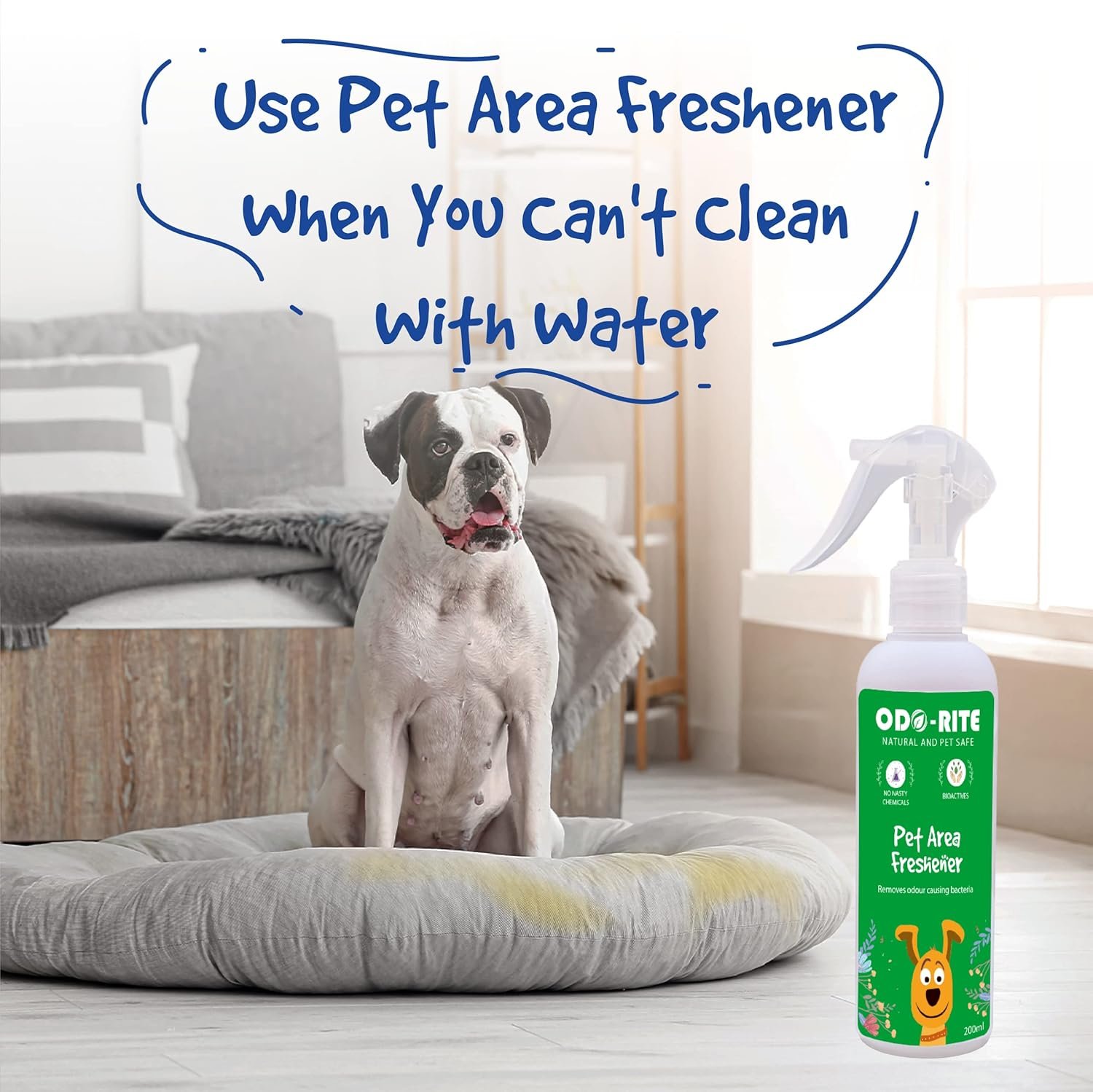 ODO-RITE Combo Pack Pet Area Freshener 200 ml Spray + Kennel Wash 1000 ml | Stain and Odour Remover 100% Natural - Image 3