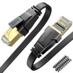 BlueRigger Cat 8 Ethernet Cable, Flat Internet Network LAN Patch Cords, Solid Cat 8 High Speed Computer Wire/Cable for Personal Computer (25 ft/feet, Black)