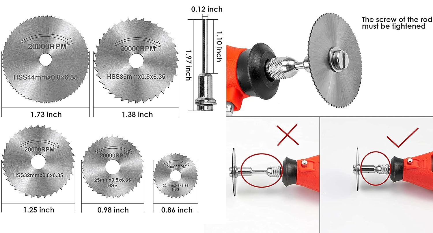 DIY Crafts 5 - Pcs HSS Rotary Saw Blades Blade Disc Saw Carving Buffing Grinder Replacement Mandrel Set Mini Circular Cutter Rotary Tool Cutting Useful Dno2 (Pack Of 1 Kit, Multi Color) - Image 8
