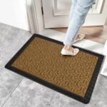 Yellow Weaves Rectangular Door Mat For Home Entrance, Outdoor Rubber Mat – Non-Slip, Anti Skid Foot Mat, Dirt Trapper, Heavy-Duty, Weather-Resistant, Waterproof Doormat (40x60cms, Geometric, Brown)