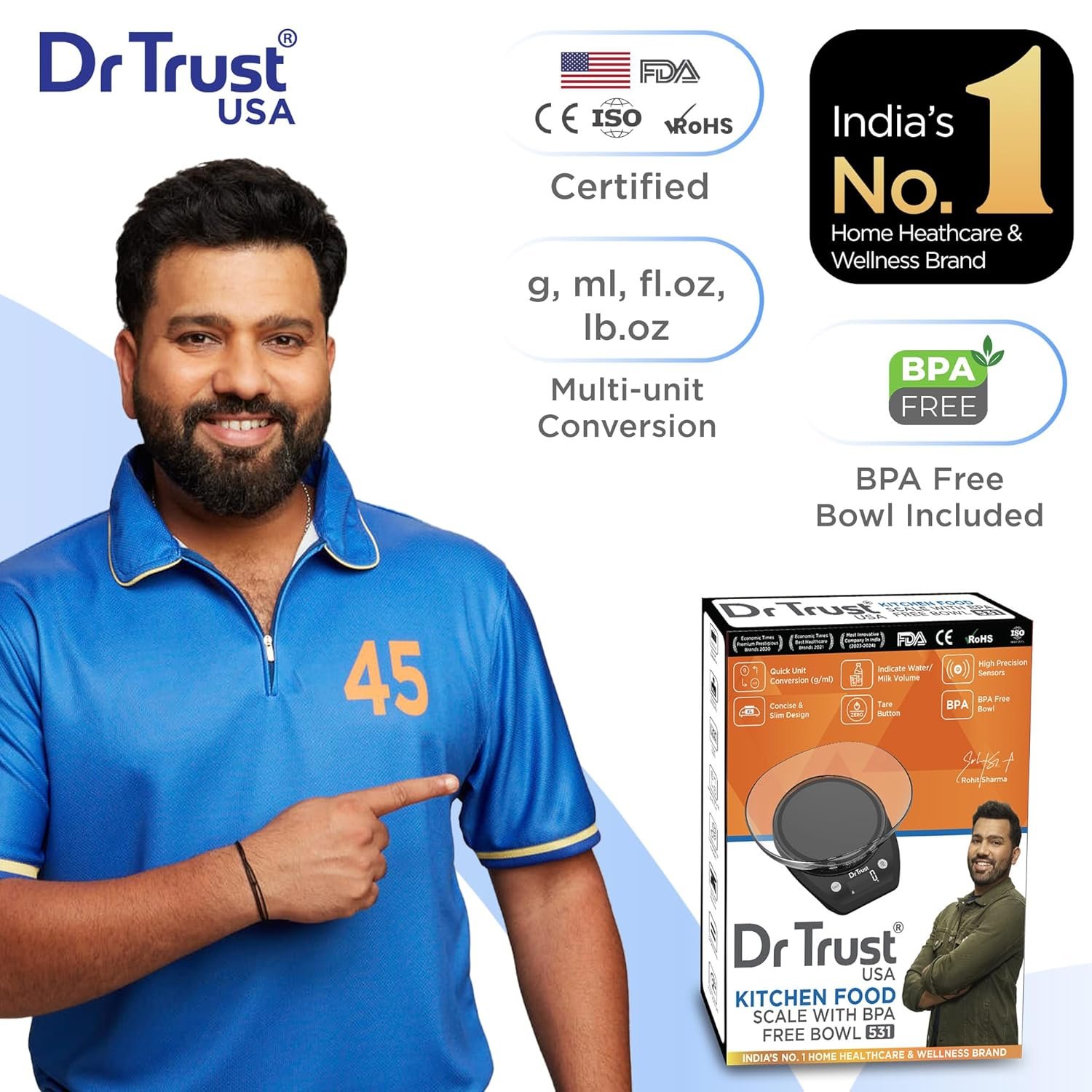 Dr Trust USA Electronic Kitchen Digital Scale Weighing Machine For Health, Fitness, Diet, Nutrition, Cooking and Home Baking with Detachable BPA Free Bowl (5 Kg)- 531 - Image 2