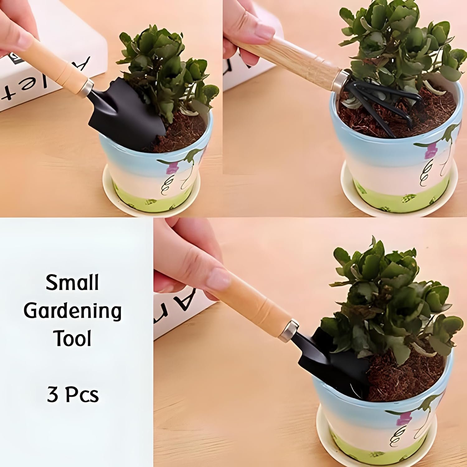 Oblivion 3 Pcs Gardening Tool Set, Hand Tool Kit for Home Gardening, Small Sized Hand Cultivator, Small Trowel & Garden Fork, Perfectly Sized for Kids, Ideal for Home Gardening, Flower Pot and Lawn - Image 3