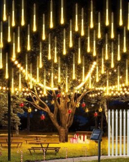 Homehop Solar Light Outdoor Garden Waterproof 144 LED Decorative Meteor Shower String Lamp for Home, Balcony and Tree Automatic On/Off(30cm, 8 Stick Warm Color)