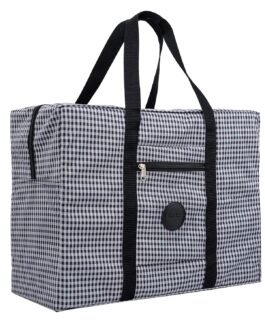 Storite Rexine 21 Cm Foldable Faux Leather Travel Duffle Bag Large Capacity Folding Lightweight Overnight Carry-On Duffel In Trolley With Handle Travel Luggage Bag For Women (Black,50 X 21X 38 Cm)