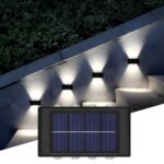 Btag Sun-Powered Up & Down LED Wall Light for Outdoor Use – 8 LED Waterproof Patio Light, Eco-Friendly Sunlight Powered Lamp for Home, Garden, Garage, and Balcony – Pack of 1 (SL009)