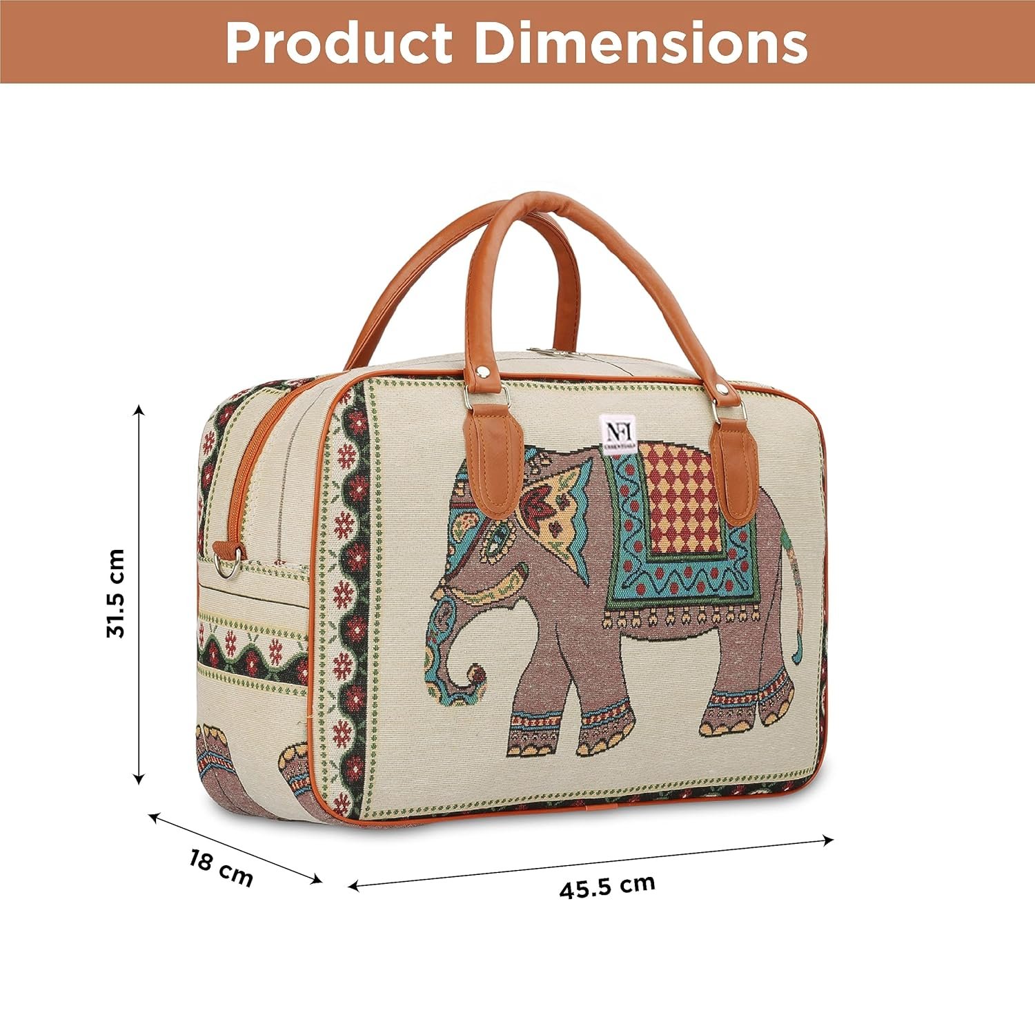 NFI Essentials Small Canvas Duffle Travel Bag for Men and Women, Luggage Travelling Bag for Women, Stylish Duffel Cabin Size Air Bag Hand Bag (21L), 18 Cms, Beige - Image 4