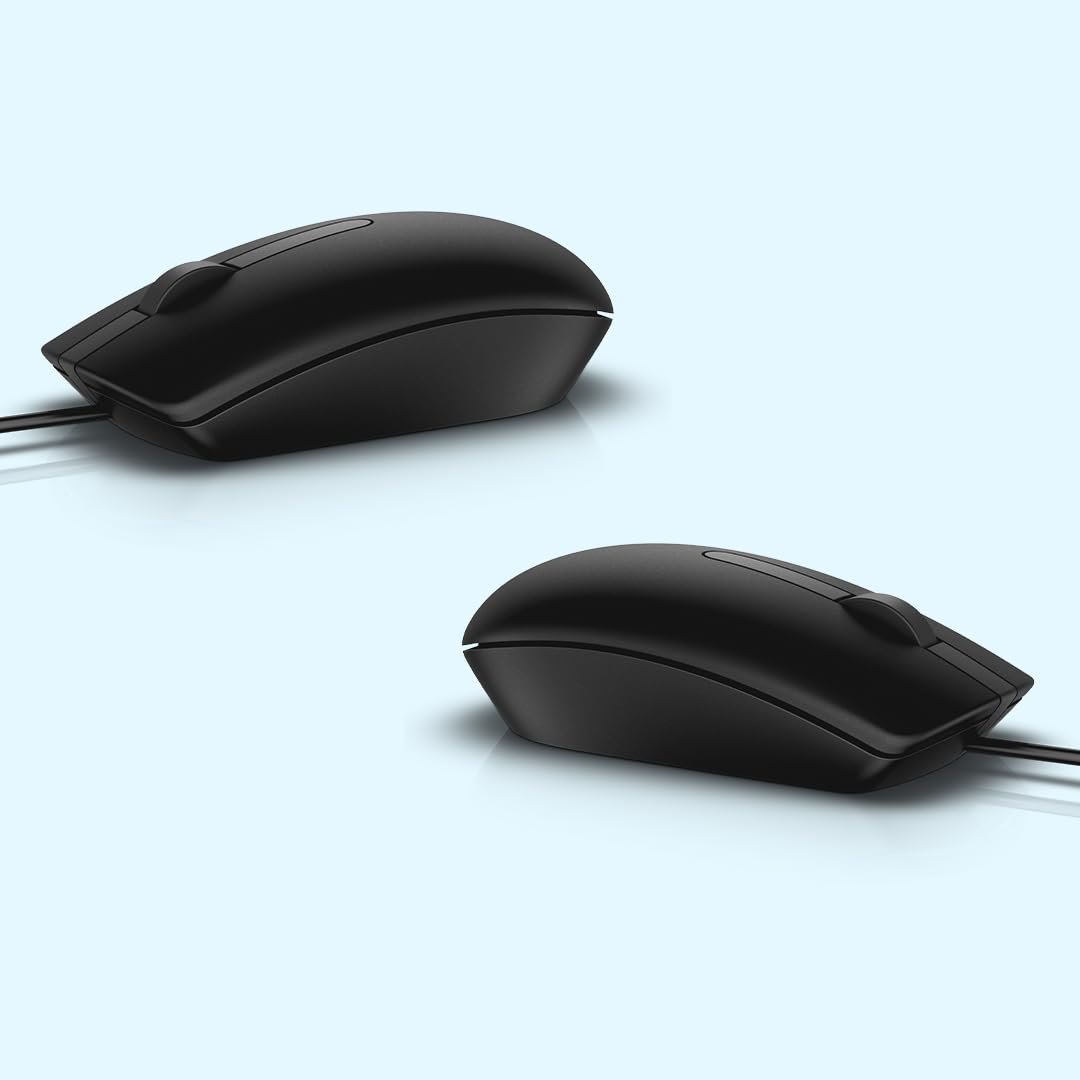 Dell MS116 Wired Optical Mouse - High Precision 1000DPI Sensor, USB Connectivity, Ergonomic Ambidextrous Design, Smooth Scrolling, Ideal for Office & Home Use - Black - Image 4