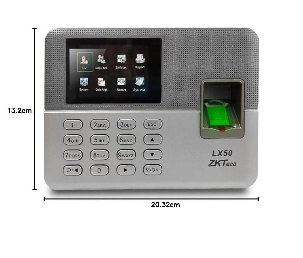 ZKTeco Biometric Fingerprint Time Attendance Digital Clock Employee Checking-in Recorder with Build-in SSR Excel Software (Silver), 20.32x13.2 Cm - Image 8