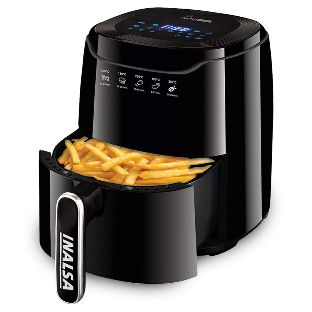 INALSA Air Fryer 4.2 ltr|1400 W with Air Crisp Technology|Temperature & Timer Control|8 Preset Menu & Digital Display|Air fry, Bake,Roast,Reheat,Dehydrate|Airfryer Recipe book(Tasty Fry Digital) - Image 2