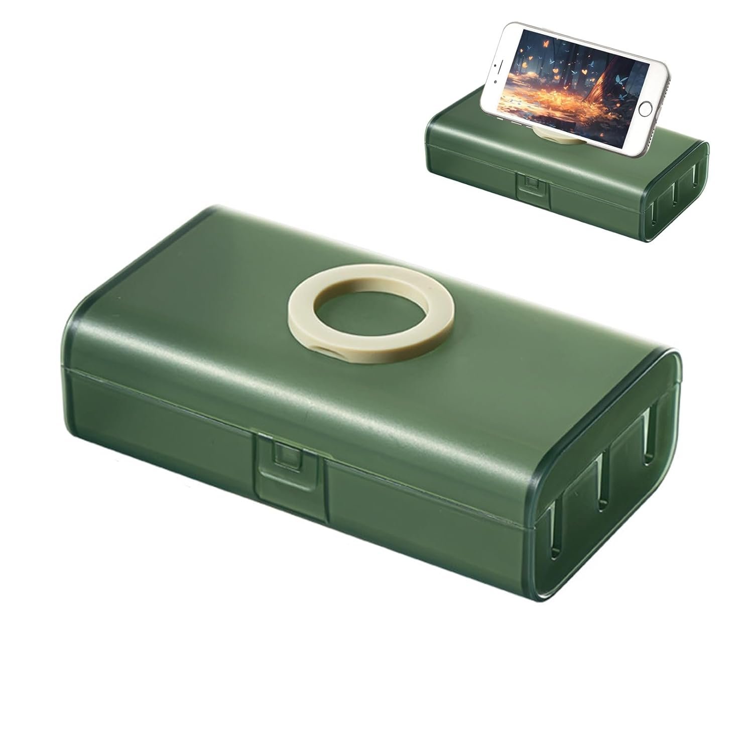 Cable Manager Box, Cable Organisers, 6.22in*3.58in*2.16in Charging Cable Storage Bag Portable Storage Box with Cover and The Bracket (Green) - Image 2
