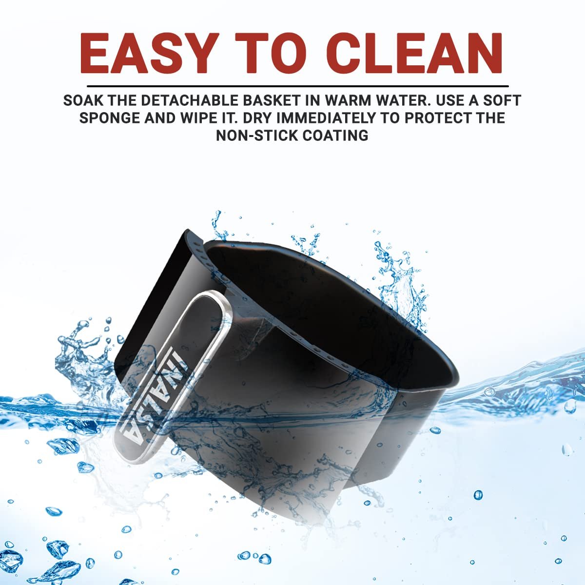 INALSA Air Fryer 4.2 ltr|1400 W with Air Crisp Technology|Temperature & Timer Control|8 Preset Menu & Digital Display|Air fry, Bake,Roast,Reheat,Dehydrate|Airfryer Recipe book(Tasty Fry Digital) - Image 8