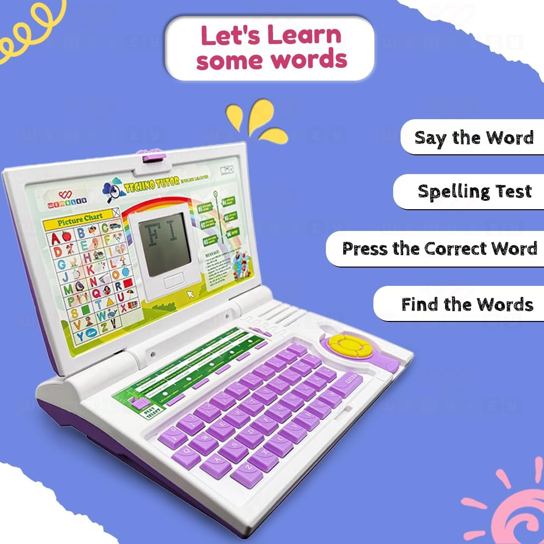 Wembley Educational Kids Laptop| Fun Mini Laptop with Mouse & 20 Activities| Interactive Learning Toy| Learn Letters, Words, Numbers & More| Great Gift for Kids 3+ (Purple) - Image 8
