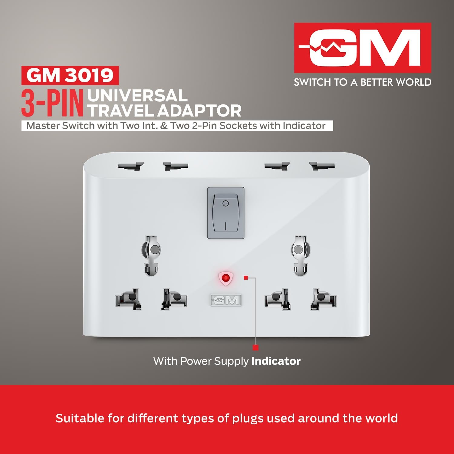 GM 3 Pin 6 AMP Universal Multiplug Travel Adapter with 4 Charging Point | Useful for Home Applications, Mobiles, Computers, Laptops | Adapter with Inbuilt Surge Protector & Power Indicator | GM 3019 - Image 5