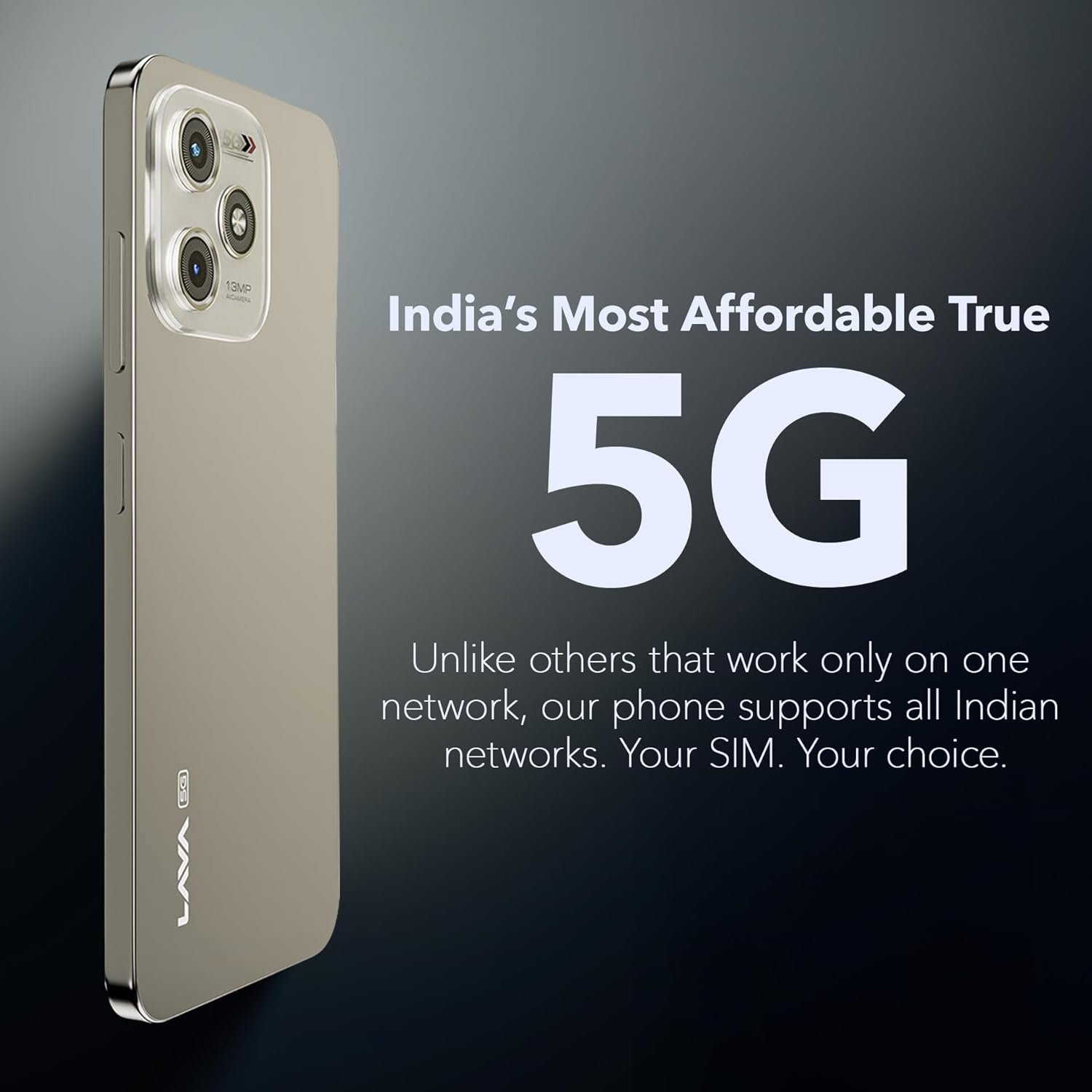 Lava Bold N1 5G (Royal Blue, 4GB RAM, 64GB Storage) |Bigger 6.75" HD+ Notch Display | Octacore 5G Processor | 13 MP AI Camera |5000 mAh Battery| IP54 Rated Dust & Water Splash Proof - Image 3