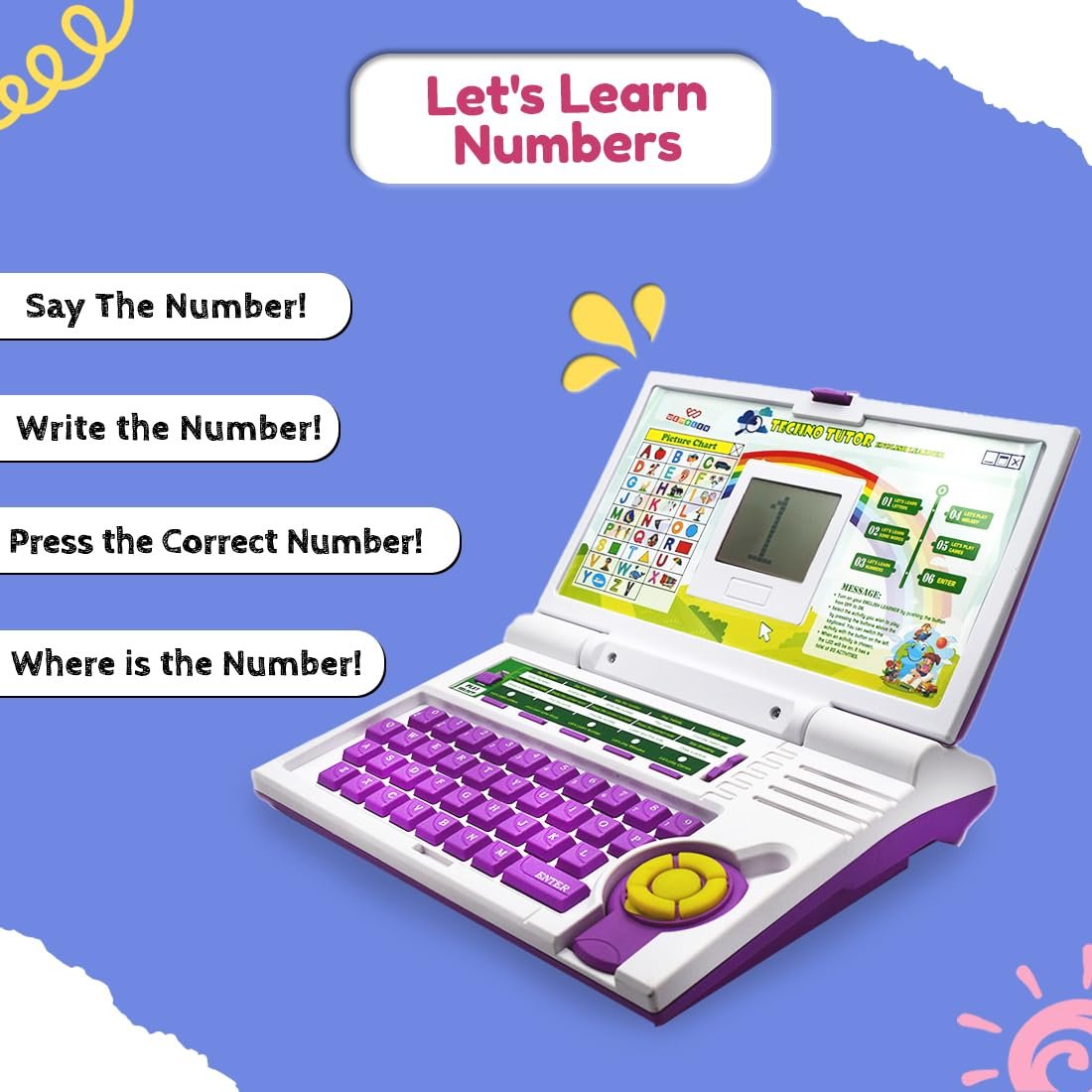 Wembley Educational Kids Laptop| Fun Mini Laptop with Mouse & 20 Activities| Interactive Learning Toy| Learn Letters, Words, Numbers & More| Great Gift for Kids 3+ (Purple) - Image 6