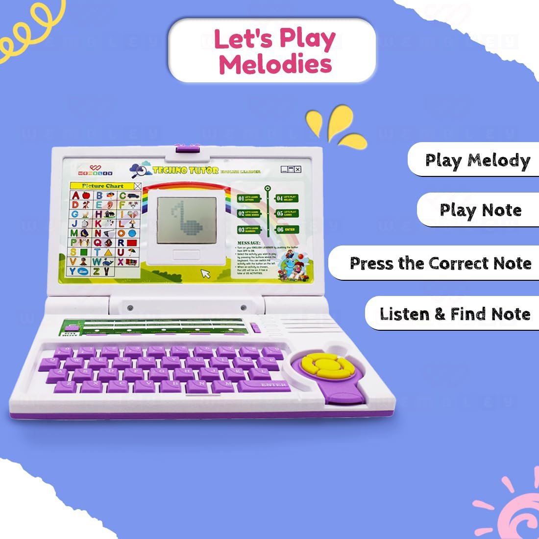 Wembley Educational Kids Laptop| Fun Mini Laptop with Mouse & 20 Activities| Interactive Learning Toy| Learn Letters, Words, Numbers & More| Great Gift for Kids 3+ (Purple) - Image 9