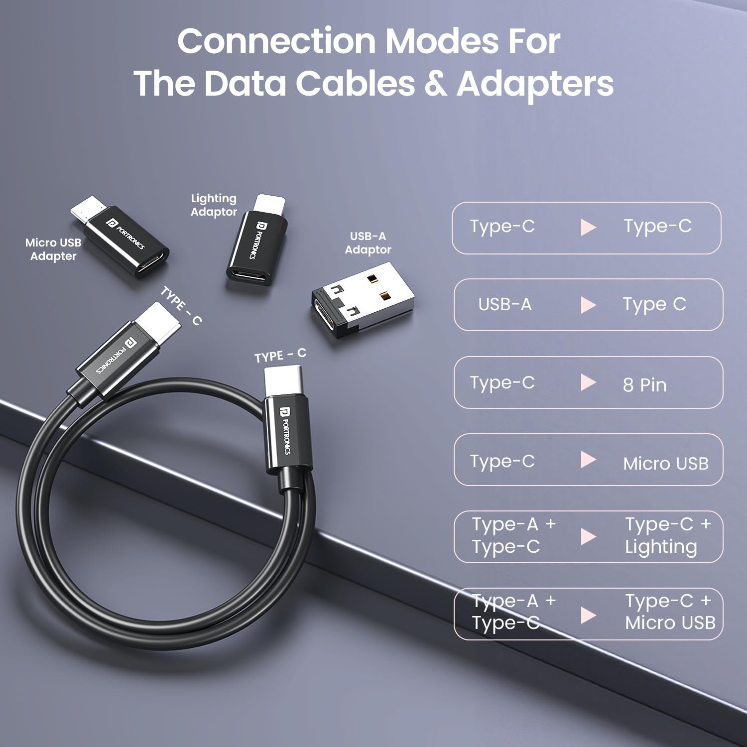 Portronics Snapcase 4 60W Multifunctional Fast Charging Data Cable Transparent Kit, Conversion Set USB A & Type C to Male Micro/Type C/Lightning, Data Transfer, Sim Storage, Sim Eject Pin,Pocket Size - Image 9