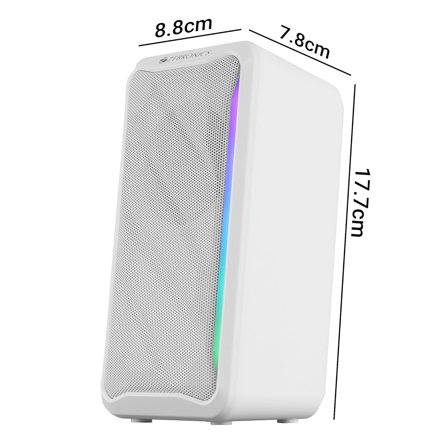 ZEBRONICS Igloo 2, 2.0 USB Computer Speakers, 10 Watts, RGB LED, USB Powered, AUX, Volume Control Pod for PC, Laptops, Desktop (White) - Image 8