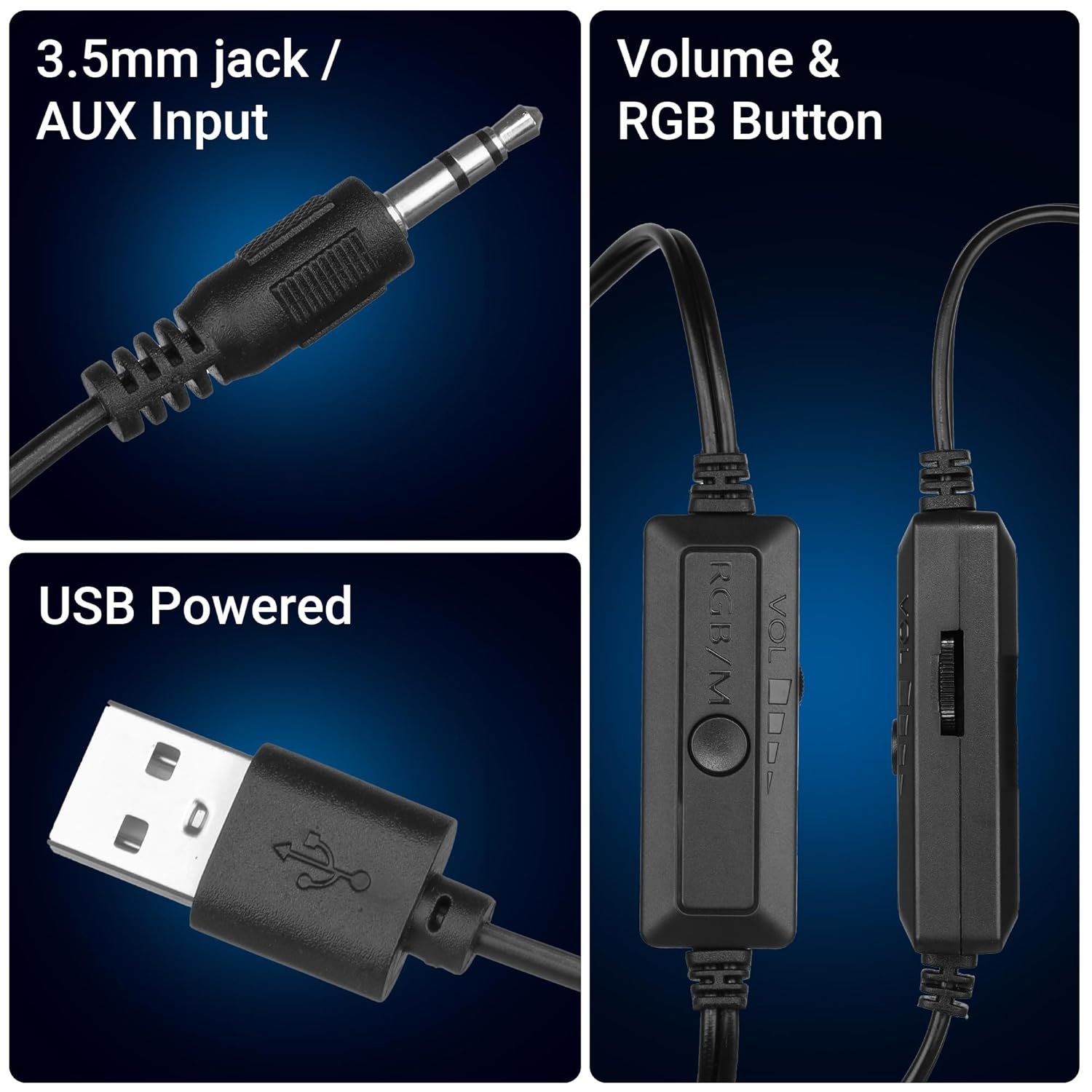 ZEBRONICS Igloo 2, 2.0 USB Computer Speakers, 10 Watts, RGB LED, USB Powered, AUX, Volume Control Pod for PC, Laptops, Desktop (Black) - Image 7