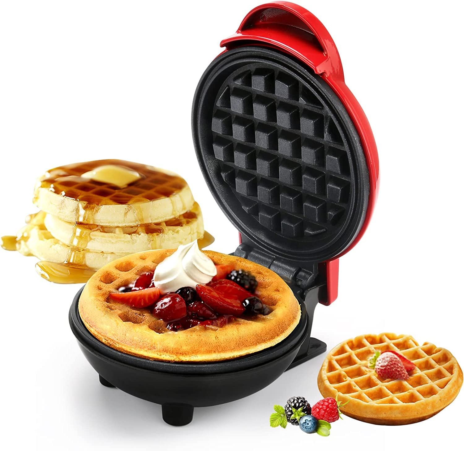 Tasmax Mini Waffle Maker Machine 3 In 1 Waffle Iron Home Appliances Kitchen Easy To Clean, 4 Inch, Perfect For Breakfast,Dessert, Sandwich, Pan Cakes, Other Snacks|Assorted - 350 Watts - Image 2