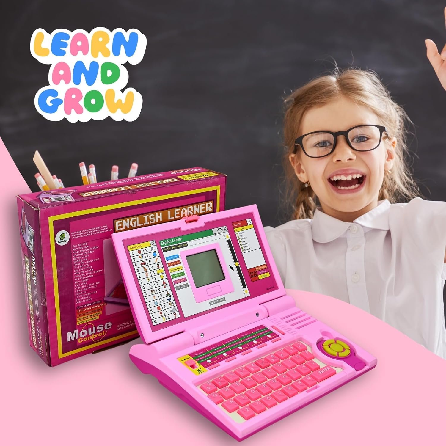 Cable World Educational Laptop Computer Toy for Kids Above 3 Years - 20 Fun Activity Learning Machine, Now Learn Letter, Words, Games, Mathematics, Music, Logic, Memory Tool,Pink - Image 9
