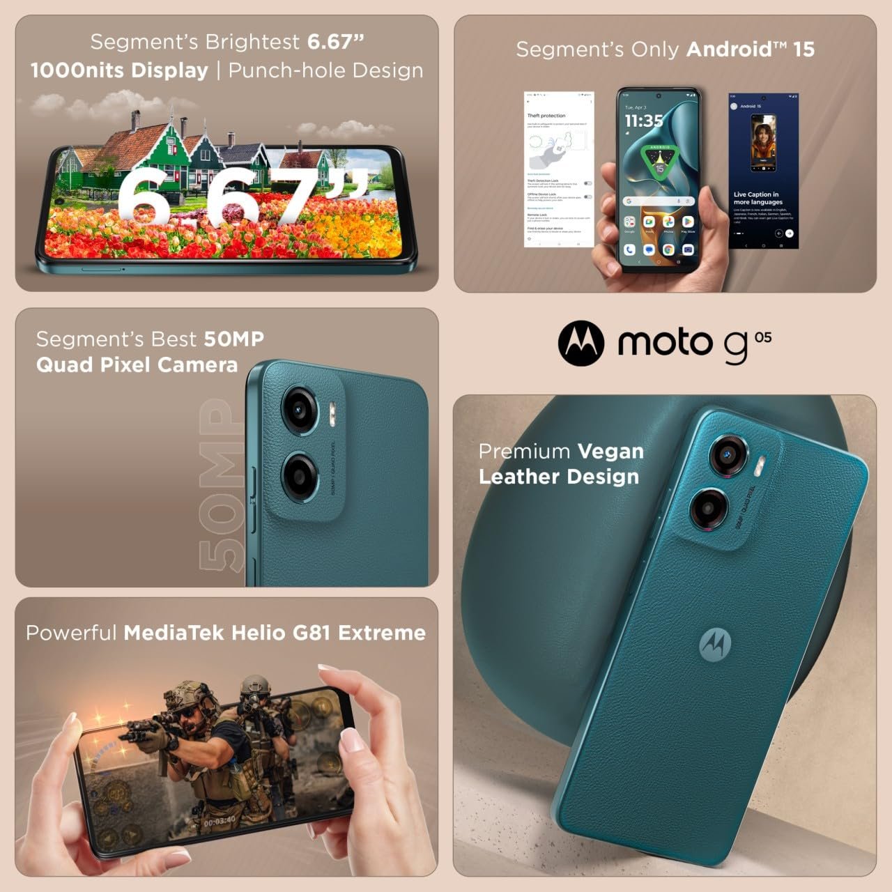 Motorola G05 4G (Forest Green, 4GB RAM, 64GB Storage) - Image 7