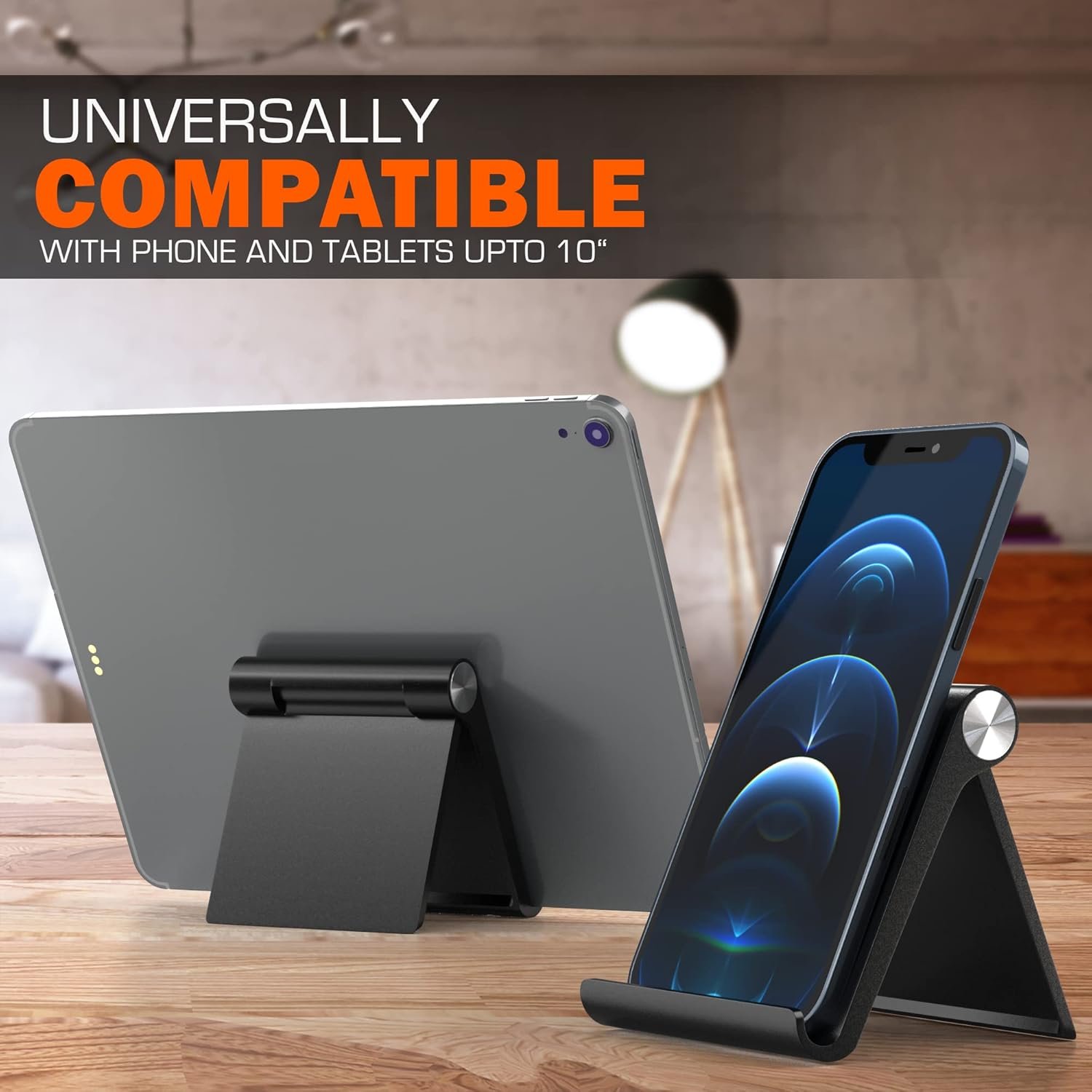 ELV Foldable, Portable, Tablet/Phone Stand. Compatible Phone Holder for iPhone, Android, Samsung, Oneplus, Xiaomi, Oppo, Vivo, Asus. Perfect for Bed,Office, Home,Gift and Desktop (Black) Tabletop - Image 7