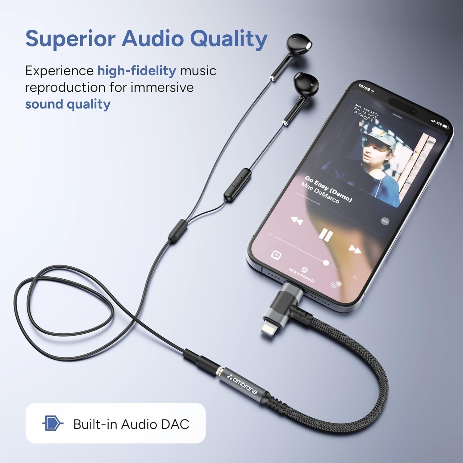 AMBRANE 2 in 1 3.5 mm Audio AUX to Type C Connector, Perfect for Gaming/Playing Music for Type C Devices, Android, iPhone 16/15/Plus/Pro/Max, iPad(AOTG-CL1 Black) - Image 4