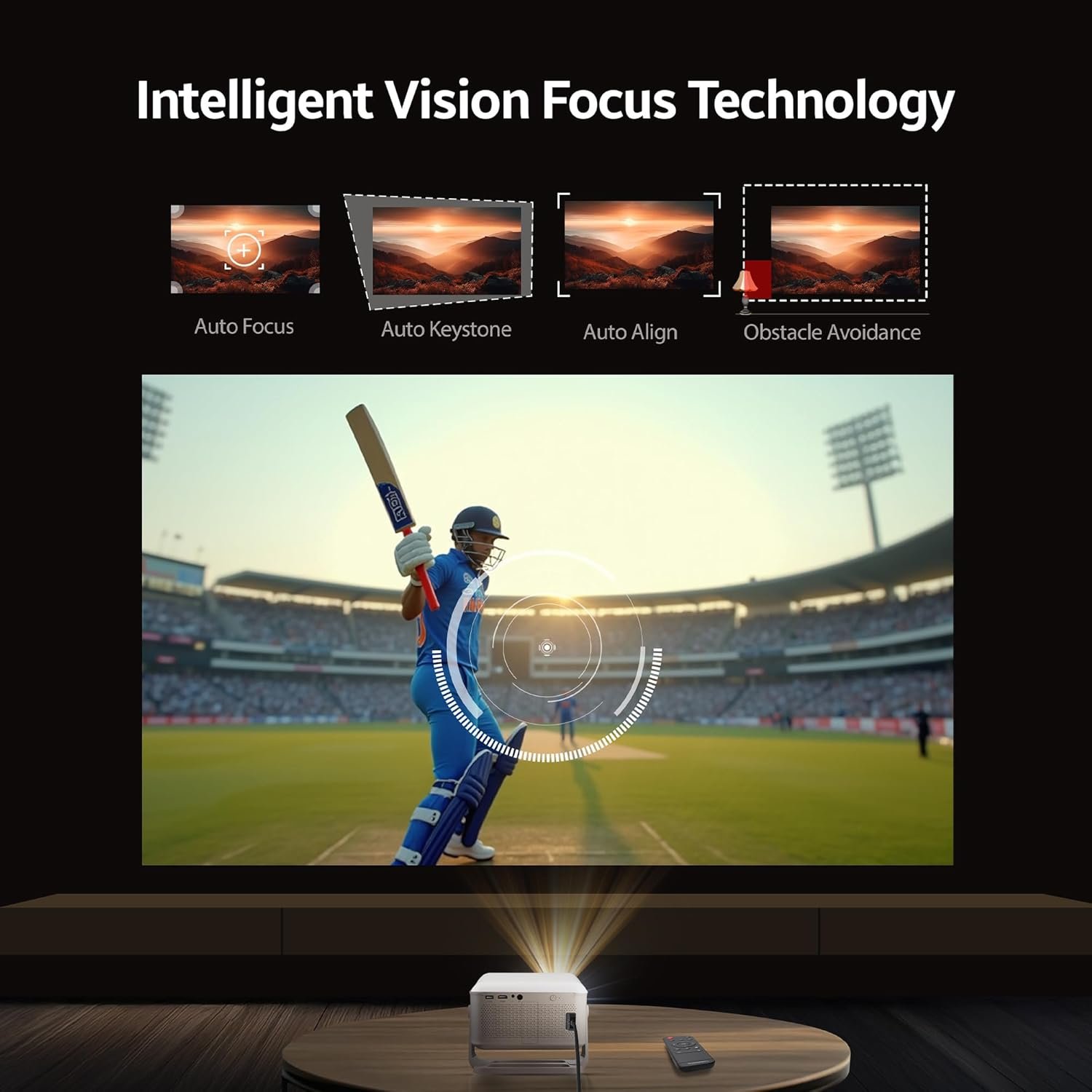 Crossbeats Lumex Cine Smart Home Projector 4k Ultra HD, Native 1080p, Mini Projector for Room,16000 Lumens Android OS, Built-in - Netflix, Prime, YouTube, Portable, Speaker, WiFi, 300" Display Cinema - Image 7