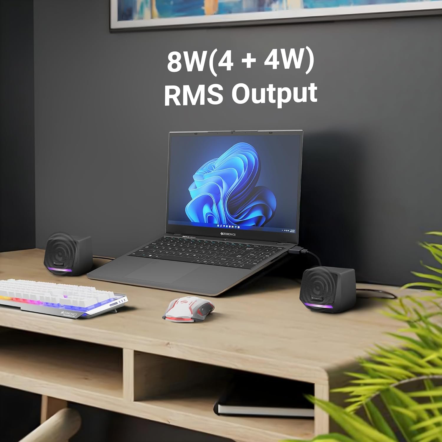 ZEBRONICS Igloo 1, 2.0 USB Computer Speakers, 8 Watts, Multicolor LED, USB Powered, AUX, Volume Control Pod for PC, Laptops, Desktop - Image 4