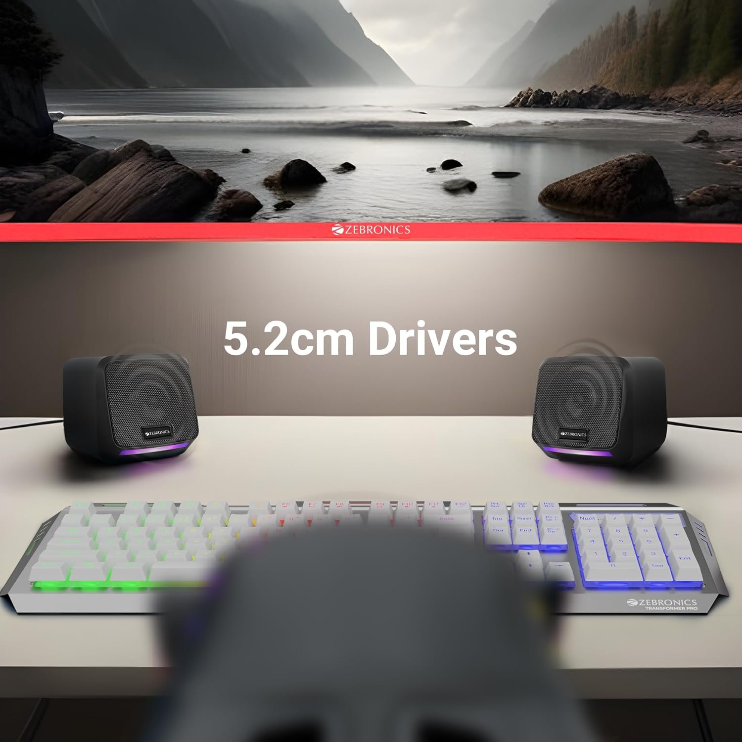 ZEBRONICS Igloo 1, 2.0 USB Computer Speakers, 8 Watts, Multicolor LED, USB Powered, AUX, Volume Control Pod for PC, Laptops, Desktop - Image 5