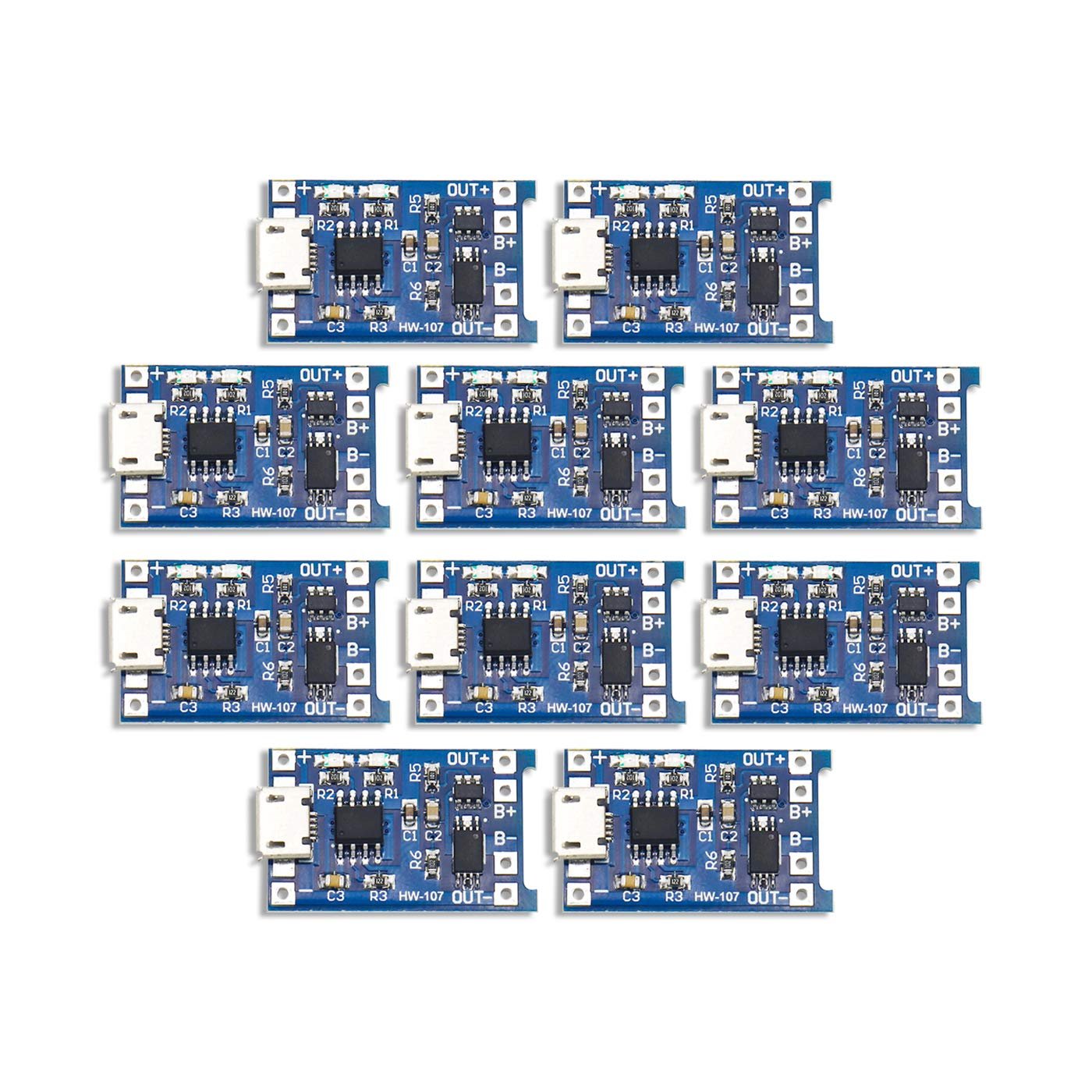 Electronic Spices TP4056 Micro USB Lithium Battery Charging Converter with Overcharge Discharge Over-Current Protection Charging Board (5V,18650), (10) - Image 2