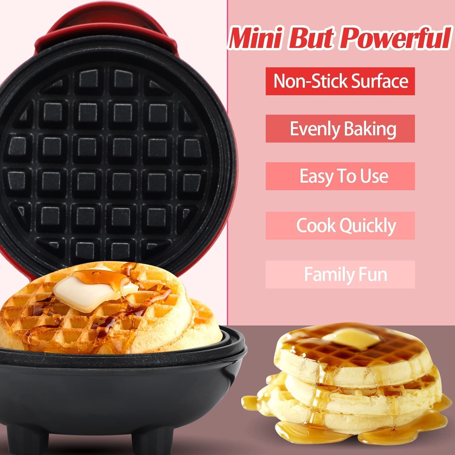 Tasmax Mini Waffle Maker Machine 3 In 1 Waffle Iron Home Appliances Kitchen Easy To Clean, 4 Inch, Perfect For Breakfast,Dessert, Sandwich, Pan Cakes, Other Snacks|Assorted - 350 Watts - Image 10