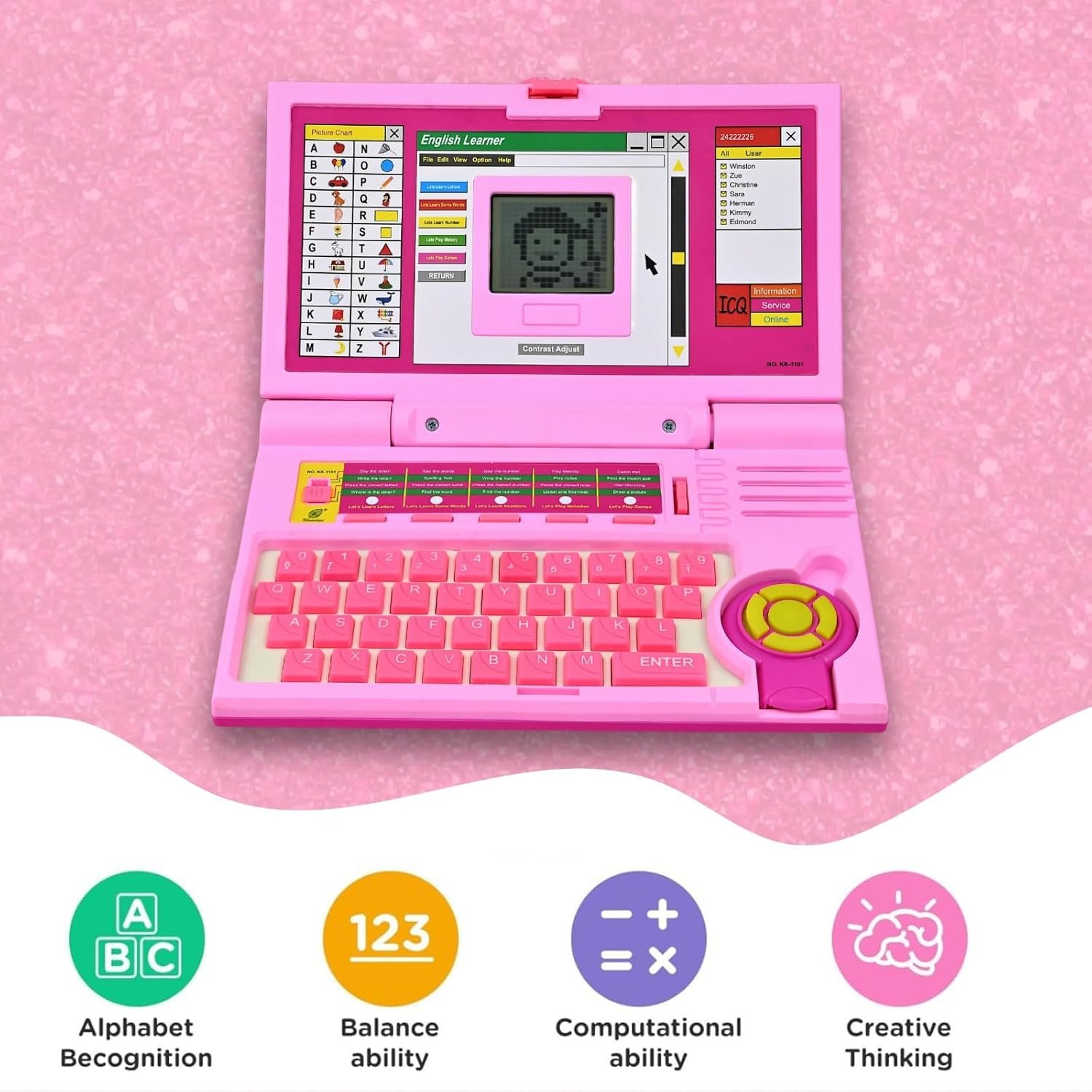 Cable World Educational Laptop Computer Toy for Kids Above 3 Years - 20 Fun Activity Learning Machine, Now Learn Letter, Words, Games, Mathematics, Music, Logic, Memory Tool,Pink - Image 7