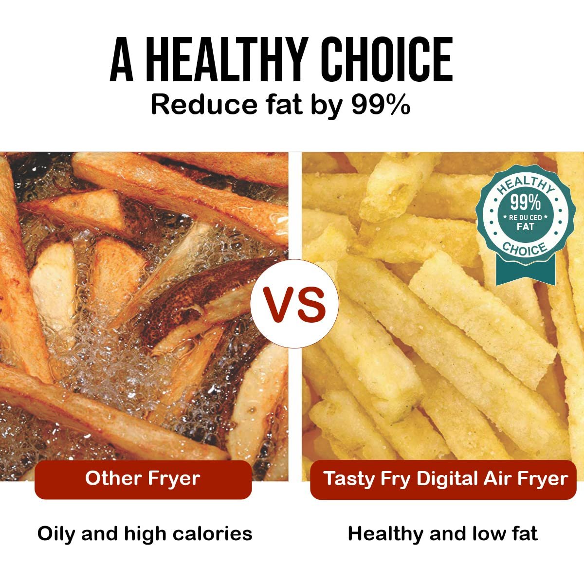 INALSA Air Fryer 4.2 ltr|1400 W with Air Crisp Technology|Temperature & Timer Control|8 Preset Menu & Digital Display|Air fry, Bake,Roast,Reheat,Dehydrate|Airfryer Recipe book(Tasty Fry Digital) - Image 10